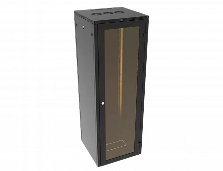 Шкаф телекоммуникационный напольный МИКсистем 19" серия ECO-L 18U 600*600 дверь стекло черный